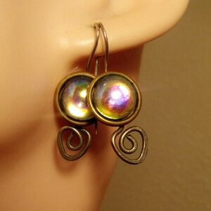 Iridescent Multi-Color Swirl Drop Earrings - Women Jewelry